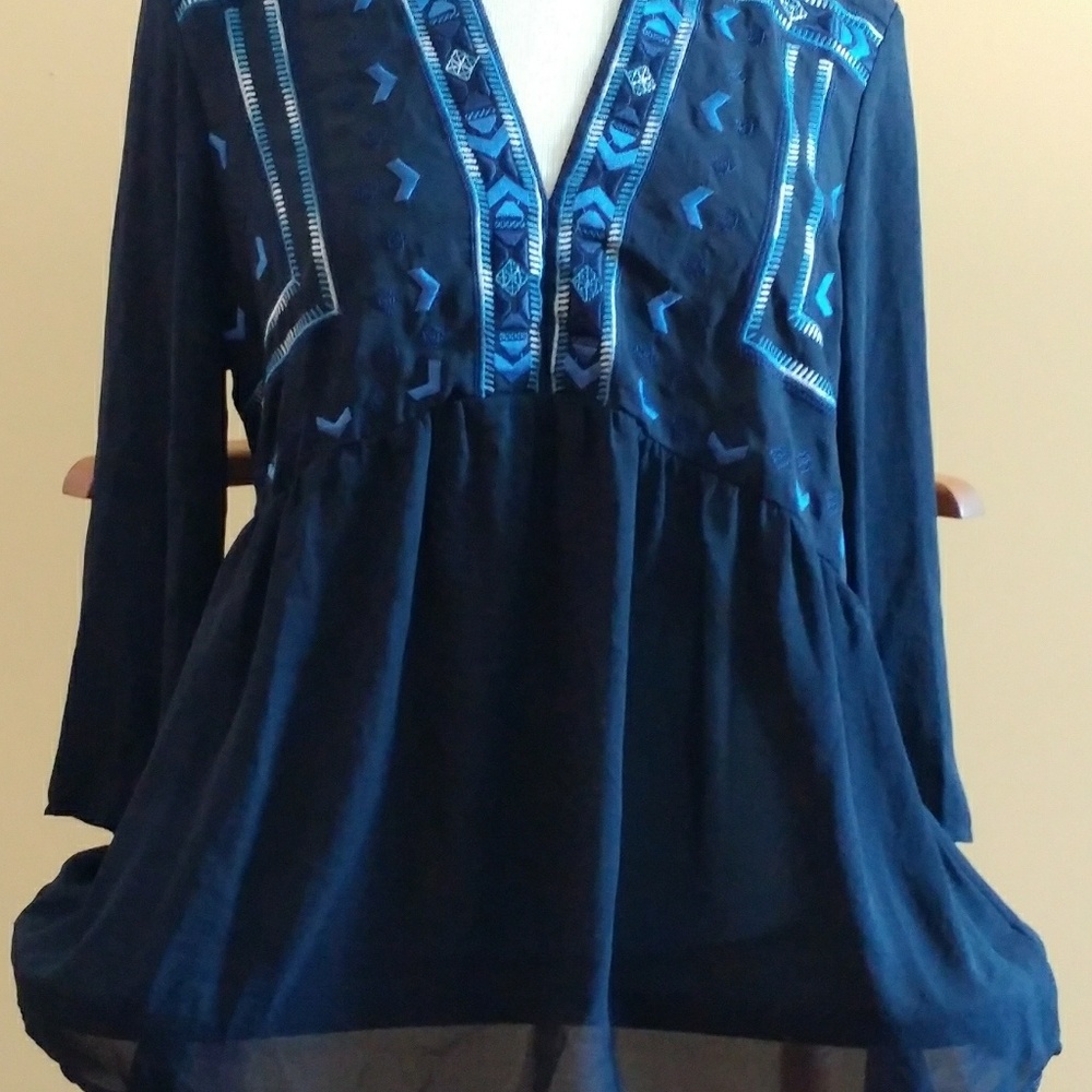 ADIVA Navy Blue 3/4 Sleeve Blouse